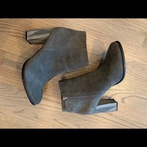 Matisse suede booties with geometric block heel